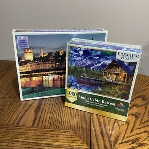 Mystic Moon Cabin Retreat & Lucern, Switzerland Puzzles 1000 pieces each